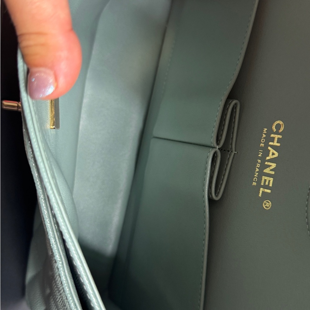 Chanel Green Quilted Shoulder Bag with Silver Hardware - Picture 9 of 15